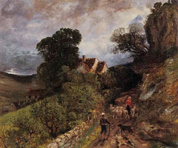 Le Bocage Normand, Environs De Falaise Oil Painting by Paul Huet