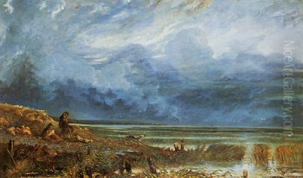 Marais Salants Aux Environs De Saint-valery En Somme, Picardie Oil Painting by Paul Huet