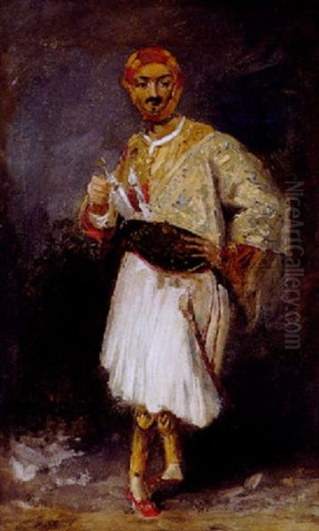 Portrait Du Comte Demetrius De Palatiano Oil Painting by Paul Huet