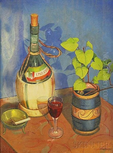 Still Life With Chianti Oil Painting by John Hufnagel