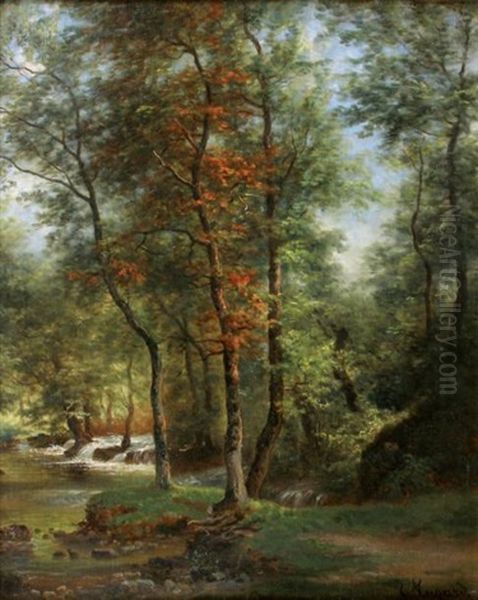 Sous Bois Oil Painting by Claude Sebastien Hugard De La Tour