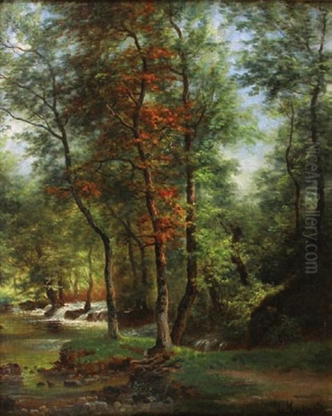 Sous Bois Oil Painting by Claude Sebastien Hugard De La Tour