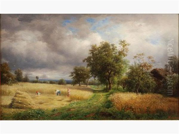 Scene De Moisson Oil Painting by Claude Sebastien Hugard De La Tour