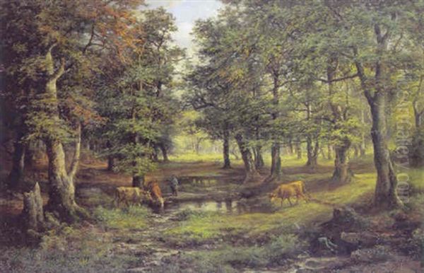 Koerne Vandes I Skovsoen Oil Painting by Claude Sebastien Hugard De La Tour