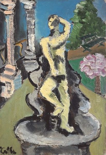 Fontaine Ou Statue Dans Un Jardin Oil Painting by Helmut vom (Kolle) Huegel