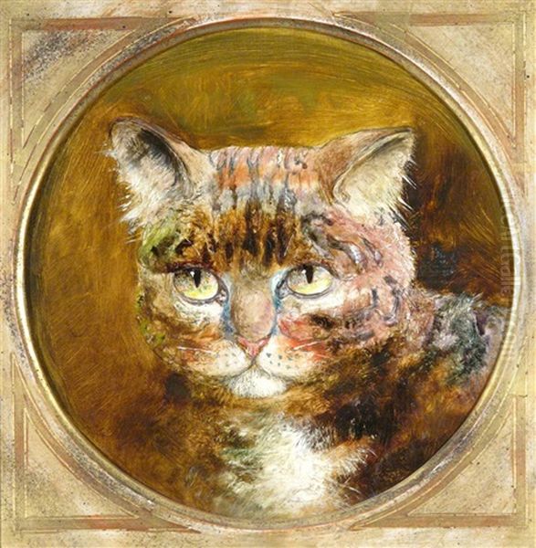 Study Of A Cat Oil Painting by William Huggins