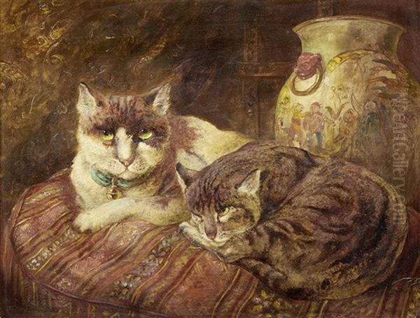 Tortoiseshell Cats Oil Painting by William Huggins