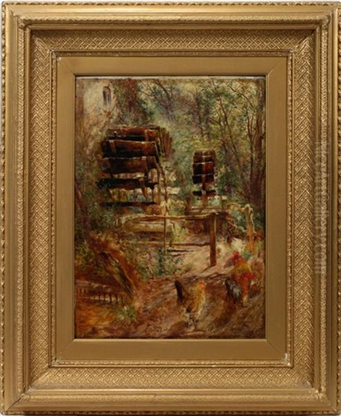 Watermill At The Rossett, N. Wales Oil Painting by William Huggins