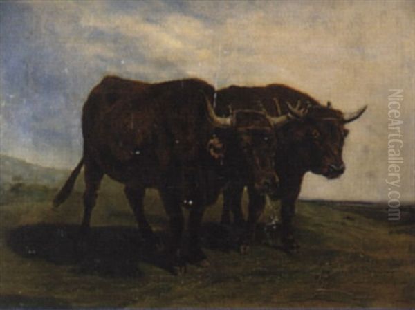 An Ox Team Oil Painting by William Huggins