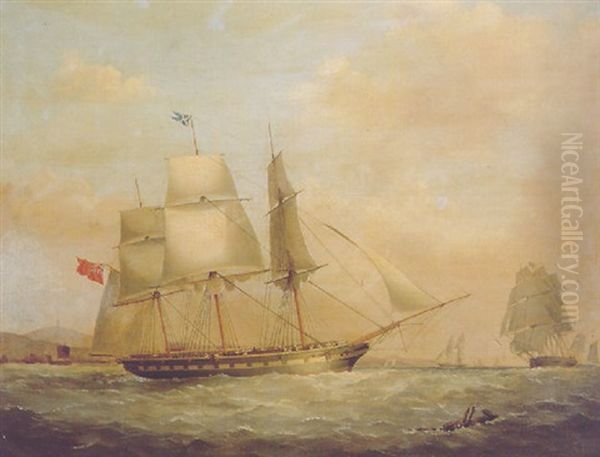 A Three-master And Other Opium Ships In The China Seas Oil Painting by William Huggins