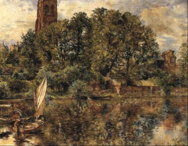 St. John's Church On The Dee, Chester, England Oil Painting by William Huggins