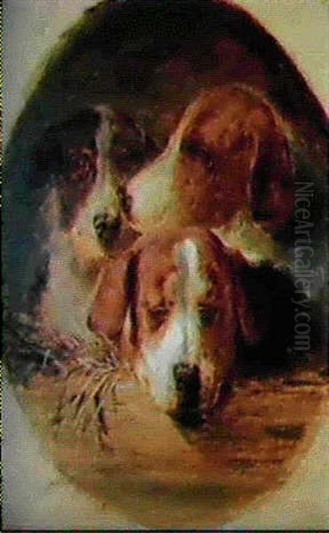 Fox Hounds Oil Painting by William Huggins