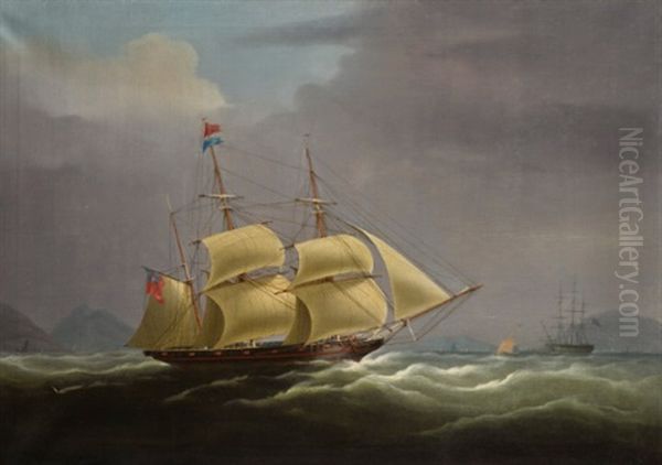 The Clipper 'red Rover' Off The China Coast Oil Painting by William John Huggins