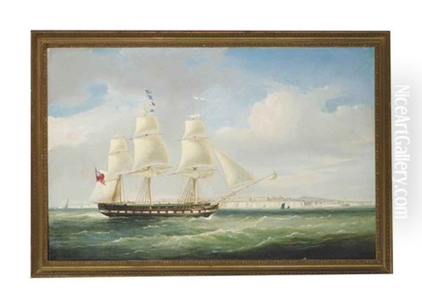 The Licensed East Indiaman Palmyra Showing Her Number As She Passes Margate Heading For The Downs Oil Painting by William John Huggins