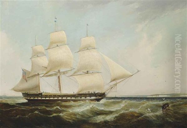 The East Indiaman Castle Huntly In The Channel Off Dover Oil Painting by William John Huggins