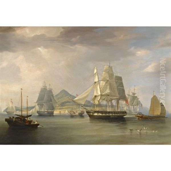 The Opium Ships At Lintin, China Oil Painting by William John Huggins