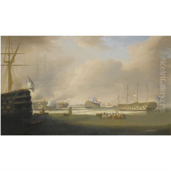 The Re-opening Of Sheerness Dockyards Oil Painting by William John Huggins