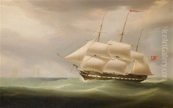 "lady Macnaghten", Captn. Wm. Faith, Off The Eddystone Lighthouse, May Oil Painting by William John Huggins