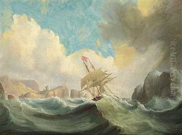 Rough Sea Off The Scottish Coast Oil Painting by William John Huggins