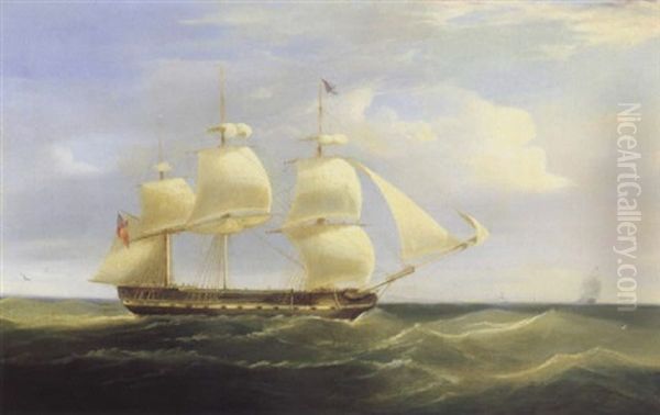 British Sailing Ship Oil Painting by William John Huggins