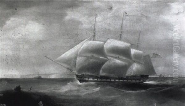 An East Indiaman Close-hauled In The Downs Oil Painting by William John Huggins