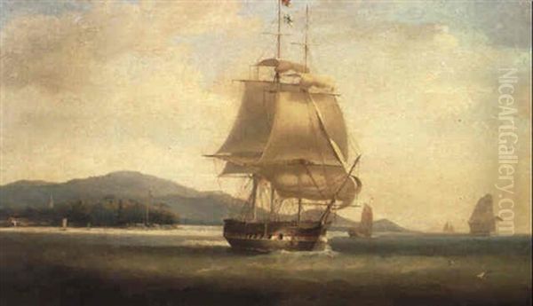 'lord Lowther' Leaving The Harbour...penang Oil Painting by William John Huggins