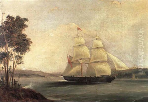 The Brig 'ullswater' Off Sydney Harbour Oil Painting by William John Huggins