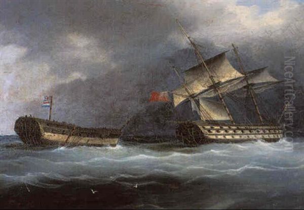 Towing The Prize Oil Painting by William John Huggins