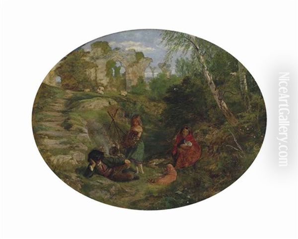 Gypsies Oil Painting by Arthur Hughes