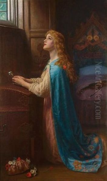 Forget Me Not Oil Painting by Arthur Hughes