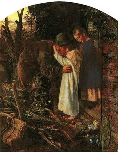 Home From Work Oil Painting by Arthur Hughes