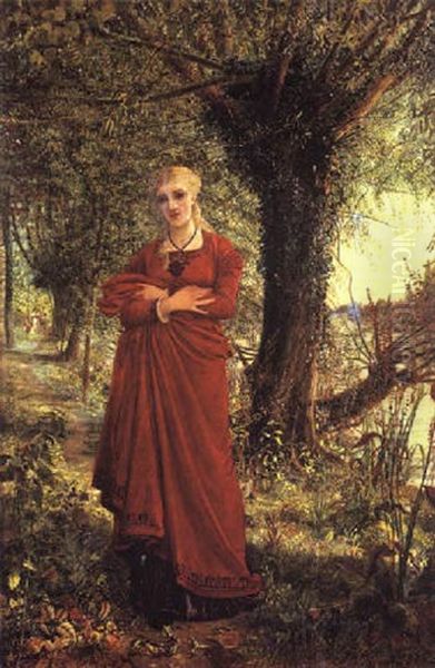 A Moment's Thought Oil Painting by Arthur Hughes