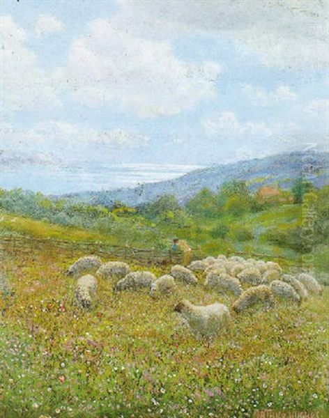 Summer Pasture Oil Painting by Arthur Hughes