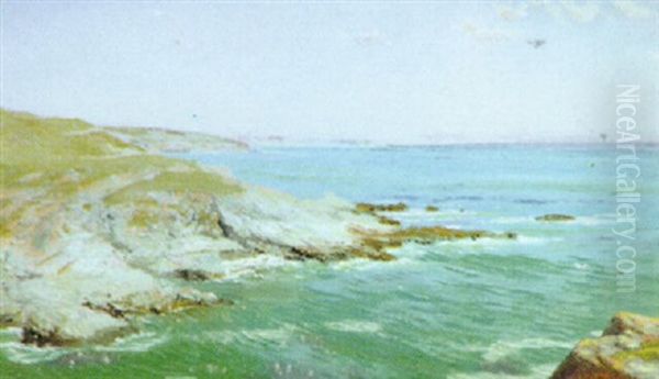 Rocky Point, Enis Head, South Cornwall Oil Painting by Arthur Hughes