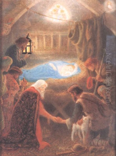 The Adoration Oil Painting by Arthur Hughes