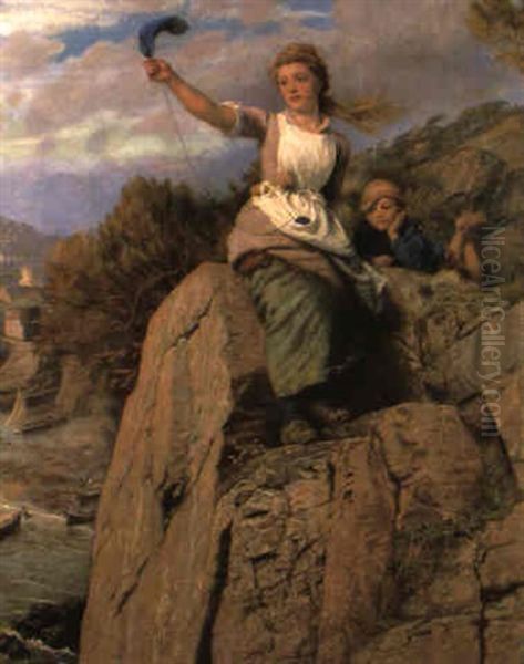 A Cornish Welcome Oil Painting by Arthur Hughes