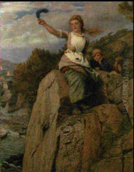 A Cornish Welcome Oil Painting by Arthur Hughes