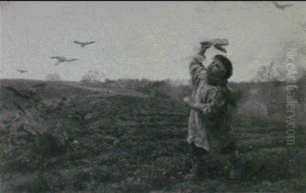 The Crow-scarer Oil Painting by Arthur Hughes