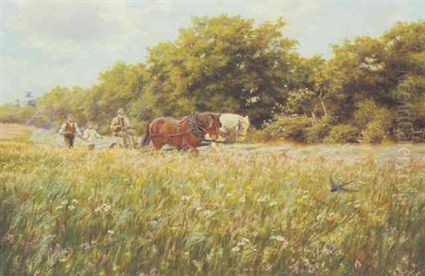 Hay Time Oil Painting by Arthur Foord Hughes