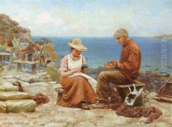 Winding The Skein Oil Painting by Arthur Foord Hughes