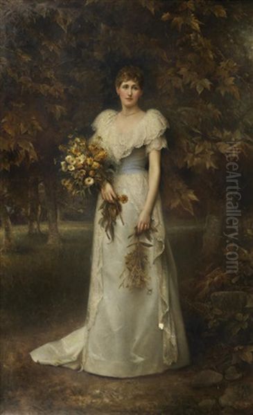 Lady Mosley, Wife Of The 4th Baronet Of Ancoats Oil Painting by Edward Hughes