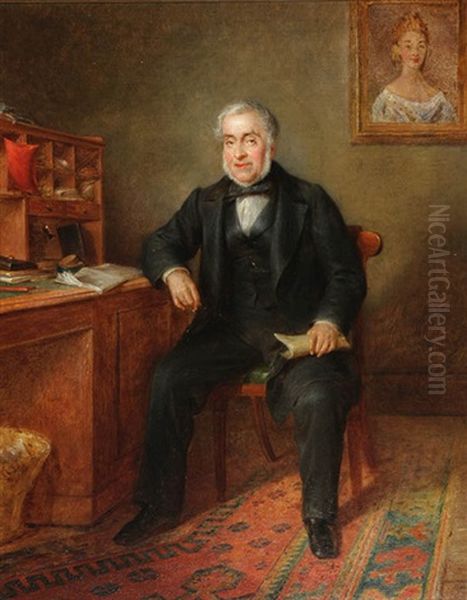 Gentleman At His Desk Oil Painting by Edward Hughes