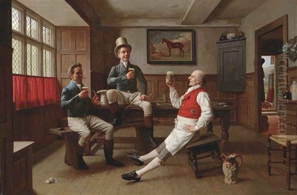 To A Good Day's Hunting! Oil Painting by Edward Hughes