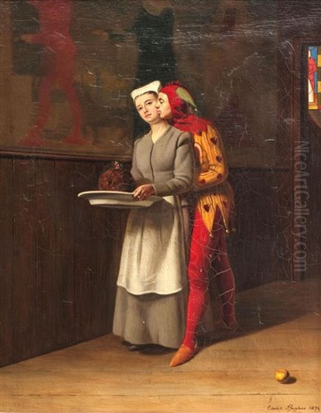 The Jester (the Stolen Kiss) Oil Painting by Edwin Hughes