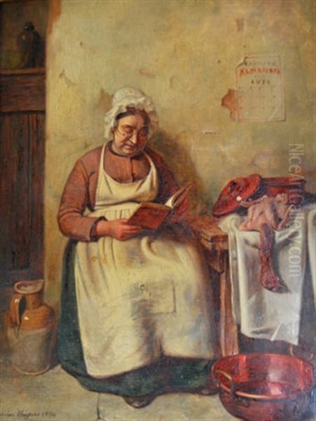 Reading The Recipe Oil Painting by Edwin Hughes