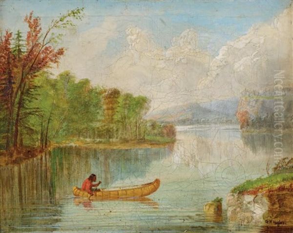 Indien Sur Un Canoe Oil Painting by George Hart Hughes