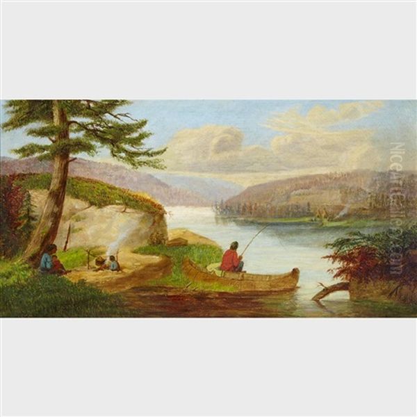 Scene On Ottawa River, Near Lake Of Two Mountains, Back Of Montreal Oil Painting by George Hart Hughes