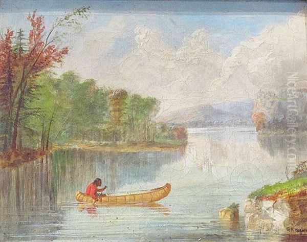 Indien Sur Un Canoe Oil Painting by George Hart Hughes