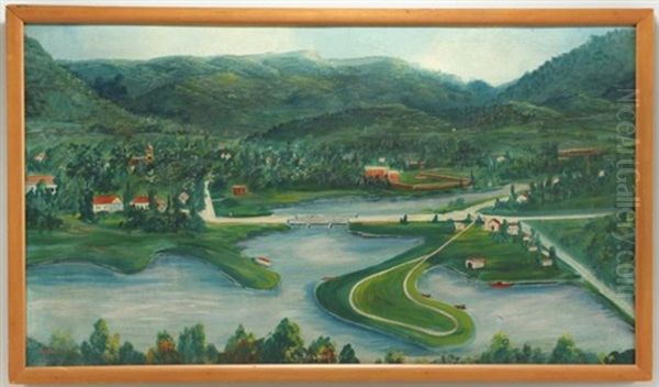 Richland Lake With The Town Of Dayton Tennessee In The Background Oil Painting by James Hughes