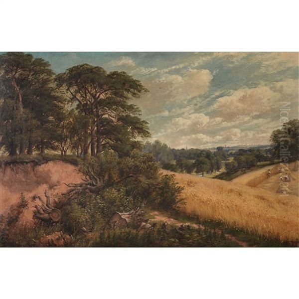 Landscape With Cornfield Oil Painting by John Joseph Hughes